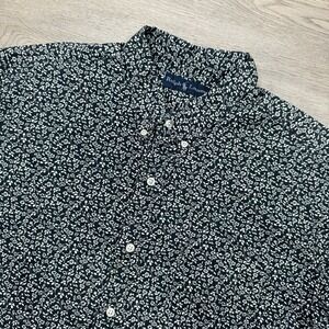 Ralph Lauren Green White S/S Floral Button Down Men's Sz XL Spring Bloom